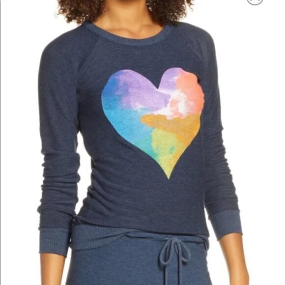 Chaser Rainbow Watercolor Heart Cozy Knit Pullover Sweatshirt New With T… - Picture 6 of 15